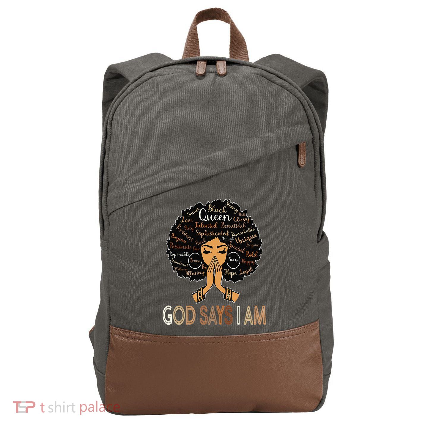 Retro Afro Juneteenth Vintage Black History God Says I Am Cotton Canvas Backpack