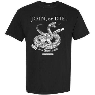 Real Alex Jones Store Join Or Die 1a + 2a Defense League Garment-Dyed Heavyweight T-Shirt