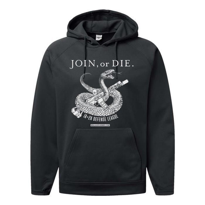 Real Alex Jones Store Join Or Die 1a + 2a Defense League Performance Fleece Hoodie