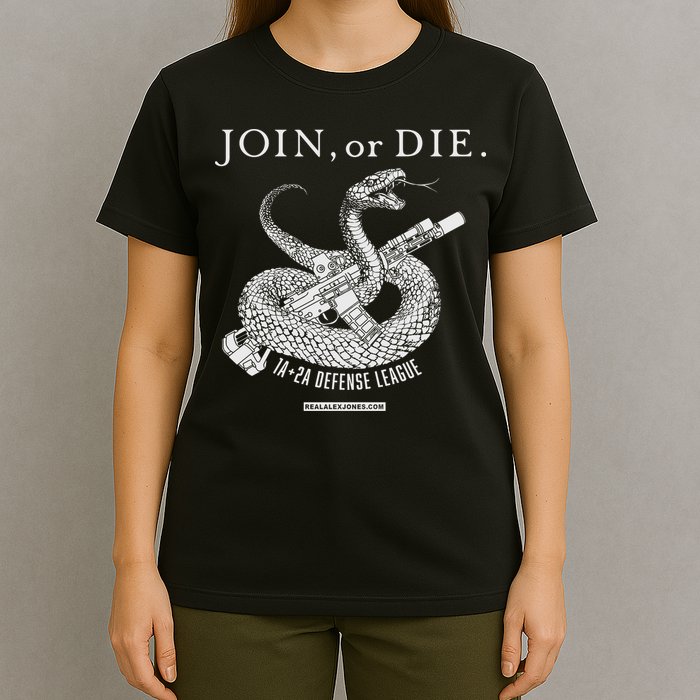 Real Alex Jones Store Join Or Die 1a + 2a Defense League T-Shirt