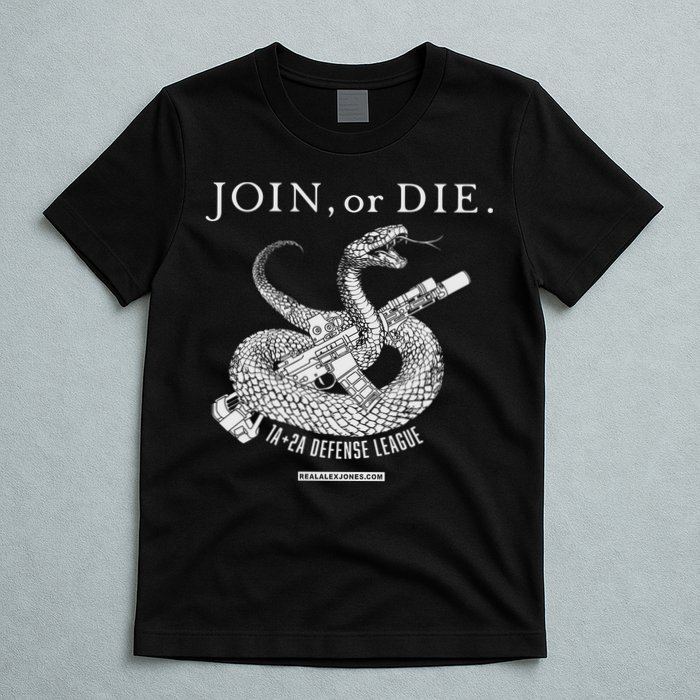 Real Alex Jones Store Join Or Die 1a + 2a Defense League T-Shirt