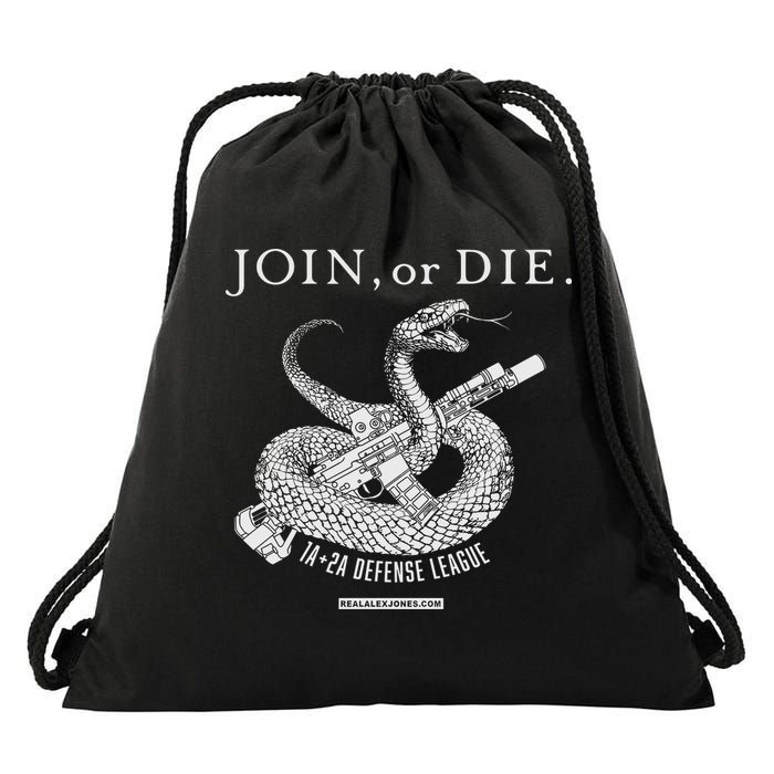 Real Alex Jones Store Join Or Die 1a + 2a Defense League Drawstring Bag