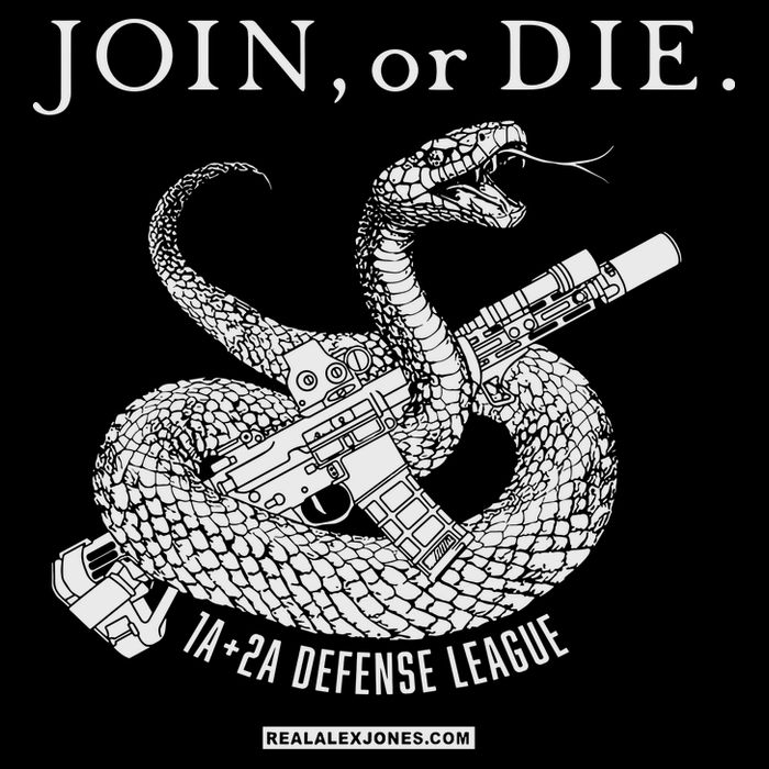 Real Alex Jones Store Join Or Die 1a + 2a Defense League Drawstring Bag