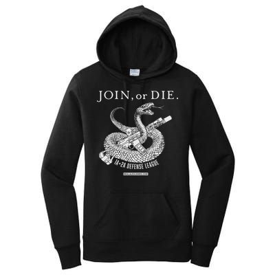 Real Alex Jones Store Join Or Die 1a + 2a Defense League Women's Pullover Hoodie