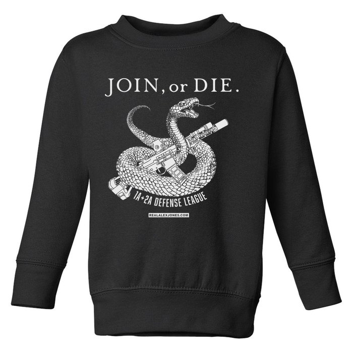 Real Alex Jones Store Join Or Die 1a + 2a Defense League Toddler Sweatshirt