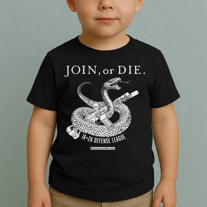 Real Alex Jones Store Join Or Die 1a + 2a Defense League Toddler T-Shirt