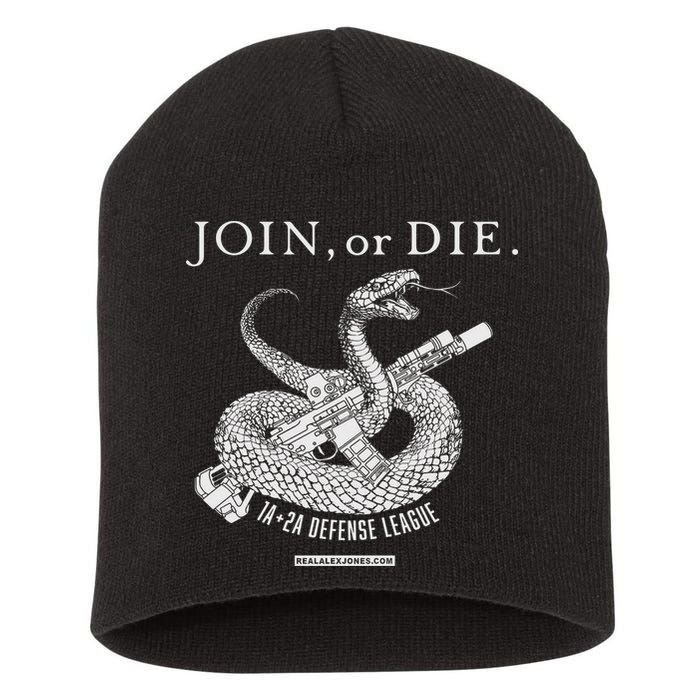 Real Alex Jones Store Join Or Die 1a + 2a Defense League Short Acrylic Beanie