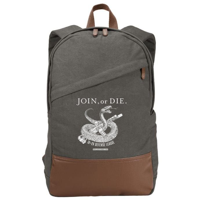 Real Alex Jones Store Join Or Die 1a + 2a Defense League Cotton Canvas Backpack