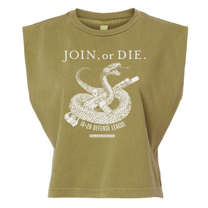 Real Alex Jones Store Join Or Die 1a + 2a Defense League Garment-Dyed Women's Muscle Tee