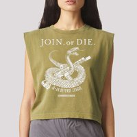 Real Alex Jones Store Join Or Die 1a + 2a Defense League Garment-Dyed Women's Muscle Tee