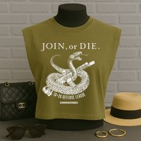Real Alex Jones Store Join Or Die 1a + 2a Defense League Garment-Dyed Women's Muscle Tee