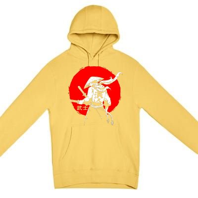 Retro Ancient Japan Samurai Warrior Tokyo Samurai Katana Premium Pullover Hoodie