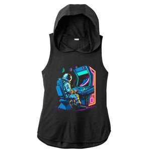 Retro Astronaut Jupiter Starship Game Spacestation Ladies PosiCharge Tri-Blend Wicking Draft Hoodie Tank