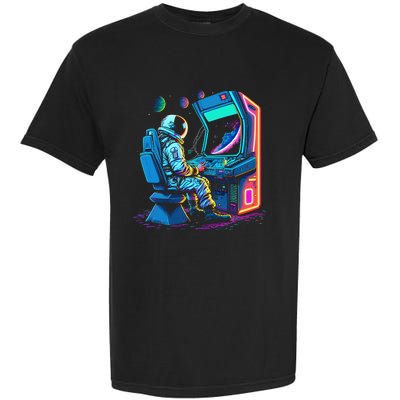 Retro Astronaut Jupiter Starship Game Spacestation Garment-Dyed Heavyweight T-Shirt