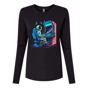 Retro Astronaut Jupiter Starship Game Spacestation Womens Cotton Relaxed Long Sleeve T-Shirt