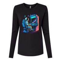 Retro Astronaut Jupiter Starship Game Spacestation Womens Cotton Relaxed Long Sleeve T-Shirt