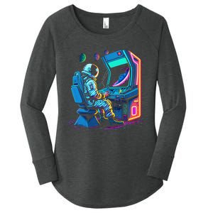 Retro Astronaut Jupiter Starship Game Spacestation Women's Perfect Tri Tunic Long Sleeve Shirt