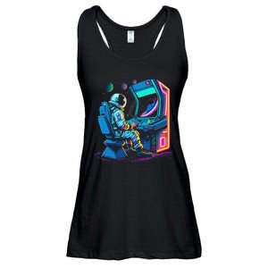 Retro Astronaut Jupiter Starship Game Spacestation Ladies Essential Flowy Tank