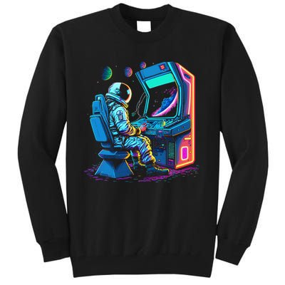 Retro Astronaut Jupiter Starship Game Spacestation Tall Sweatshirt