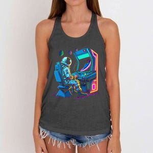 Retro Astronaut Jupiter Starship Game Spacestation Women's Knotted Racerback Tank