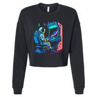 Retro Astronaut Jupiter Starship Game Spacestation Cropped Pullover Crew