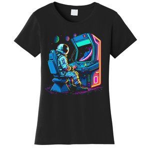 Retro Astronaut Jupiter Starship Game Spacestation Women's T-Shirt