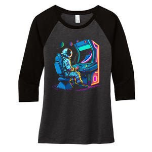 Retro Astronaut Jupiter Starship Game Spacestation Women's Tri-Blend 3/4-Sleeve Raglan Shirt