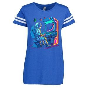 Retro Astronaut Jupiter Starship Game Spacestation Enza Ladies Jersey Football T-Shirt