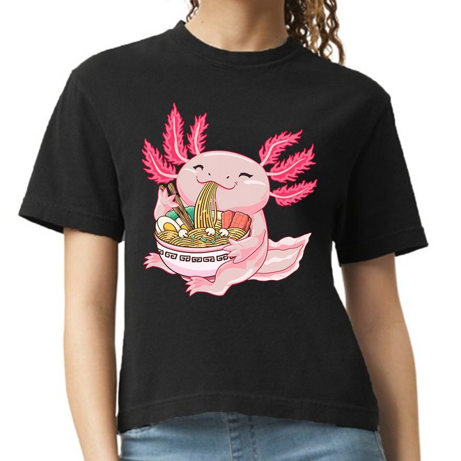 Ramen Axolotl Kawaii Anime Japanese Noddles Anime Girls Gift Comfort Colors Boxy T-Shirt