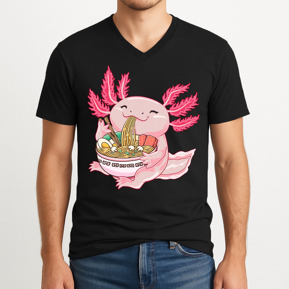 Ramen Axolotl Kawaii Anime Japanese Noddles Anime Girls Gift V-Neck T-Shirt