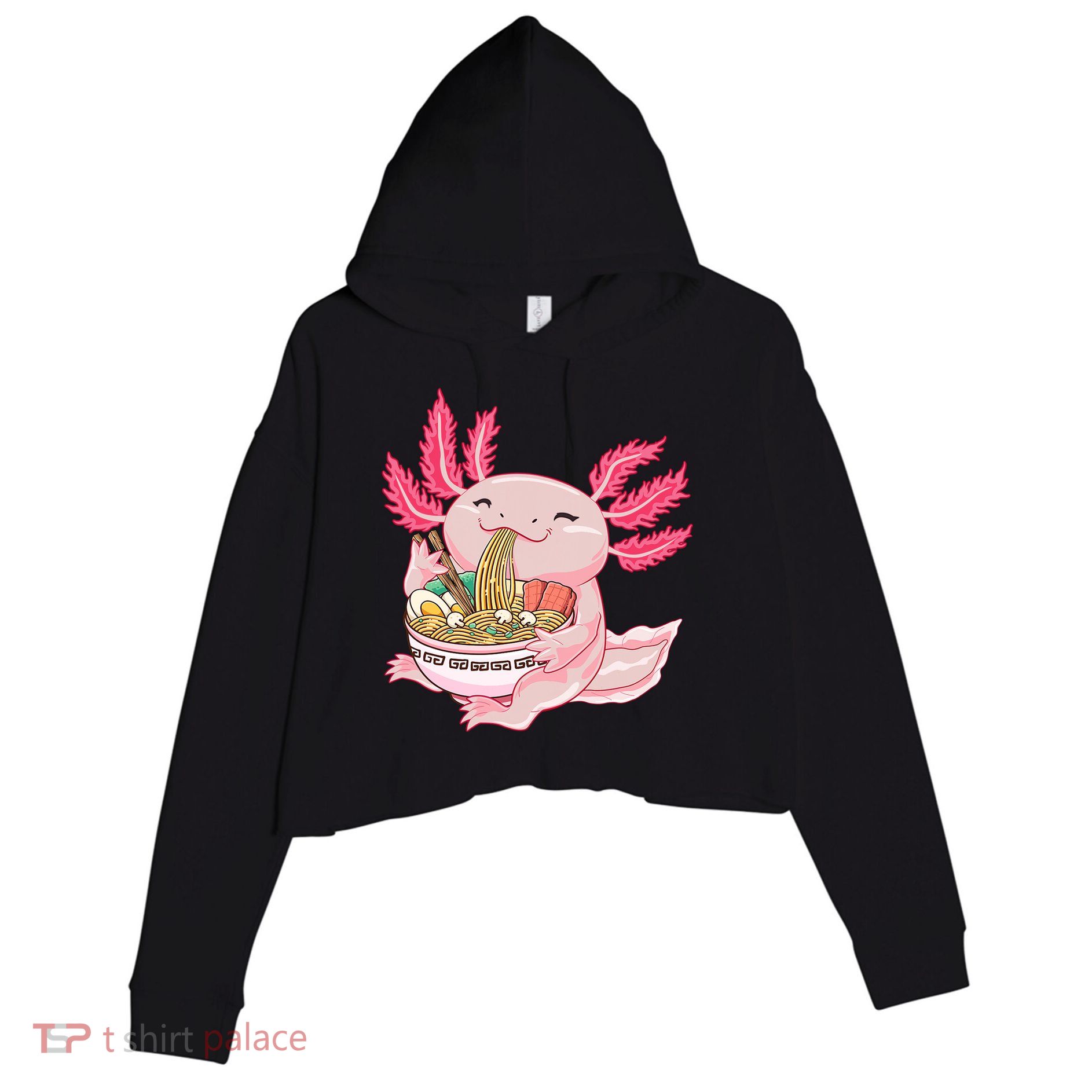 Ramen Axolotl Kawaii Anime Japanese Noddles Anime Girls Gift Crop Fleece Hoodie