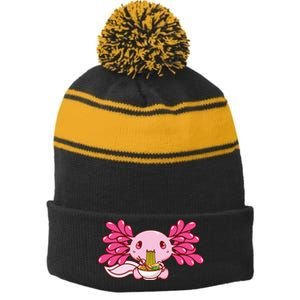 Ra Axolotl Kawaii Anime Japanese Food  Stripe Pom Pom Beanie