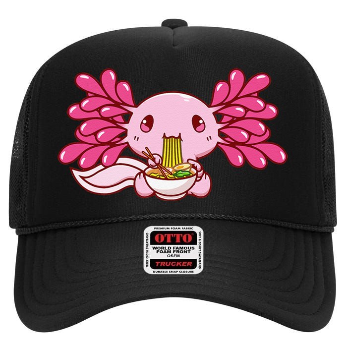 Ra Axolotl Kawaii Anime Japanese Food  High Crown Mesh Back Trucker Hat