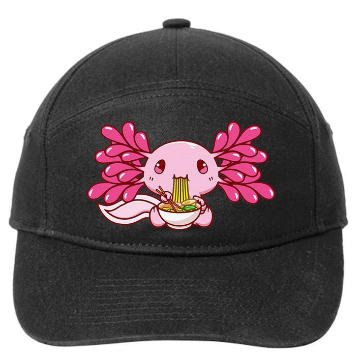 Ra Axolotl Kawaii Anime Japanese Food  7-Panel Snapback Hat