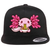 Ra Axolotl Kawaii Anime Japanese Food  Flat Bill Trucker Hat