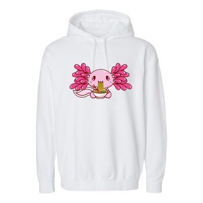 Ra Axolotl Kawaii Anime Japanese Food  Garment-Dyed Fleece Hoodie