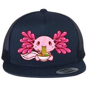 Ramen Axolotl Kawaii Anime Japanese Food Girls Ns Flat Bill Trucker Hat