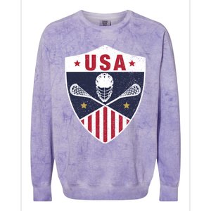 Retro American Lacrosse I Proud USA Lax Player Gift Colorblast Crewneck Sweatshirt