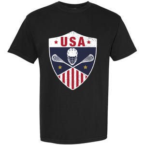 Retro American Lacrosse I Proud USA Lax Player Gift Garment-Dyed Heavyweight T-Shirt