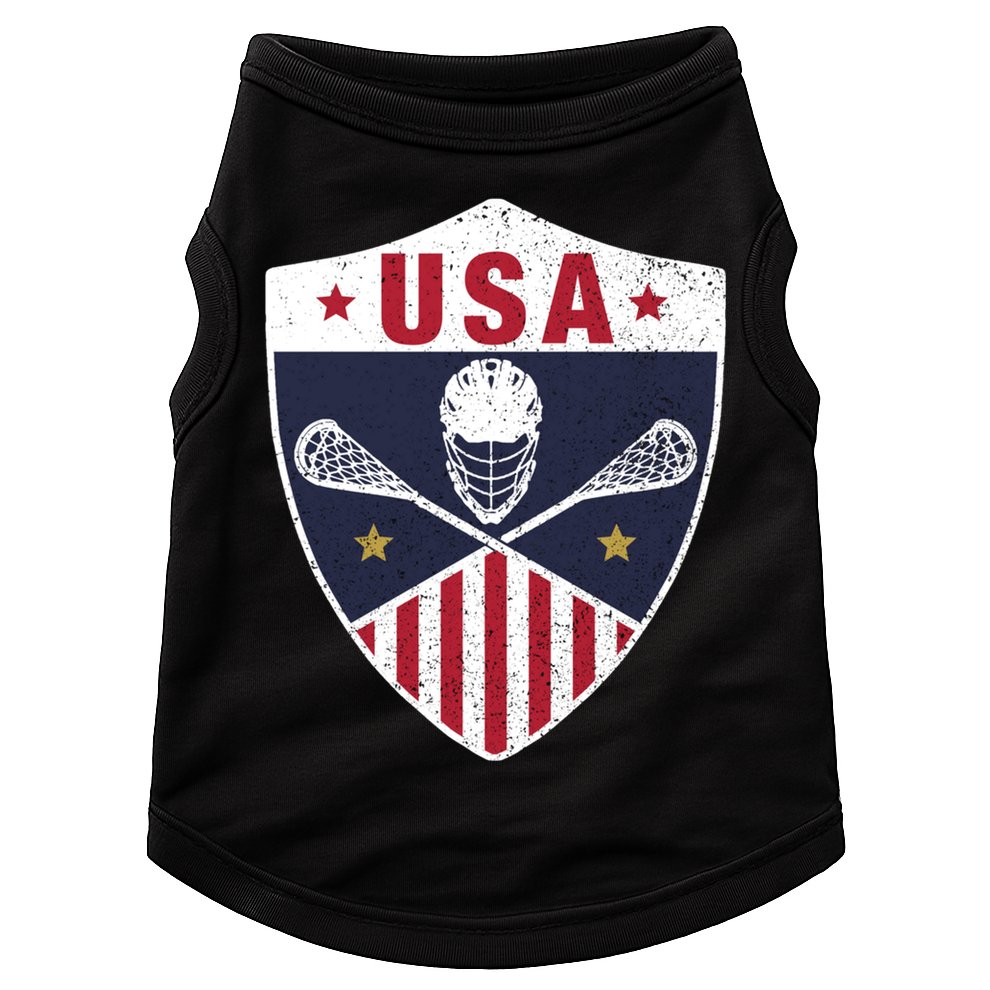 Retro American Lacrosse I Proud USA Lax Player Gift Doggie Tank