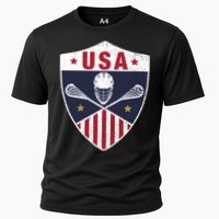 Retro American Lacrosse I Proud USA Lax Player Gift Cooling Performance Crew T-Shirt