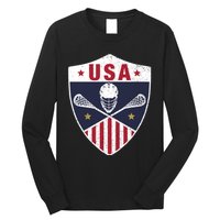 Retro American Lacrosse I Proud USA Lax Player Gift Long Sleeve Shirt