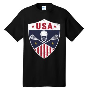 Retro American Lacrosse I Proud USA Lax Player Gift Tall T-Shirt