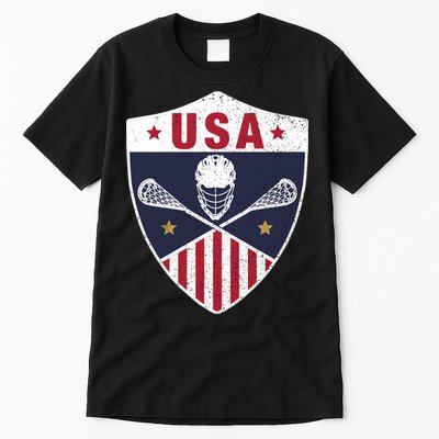 Retro American Lacrosse I Proud USA Lax Player Gift Tall T-Shirt