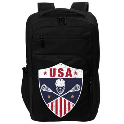 Retro American Lacrosse I Proud USA Lax Player Gift Impact Tech Backpack