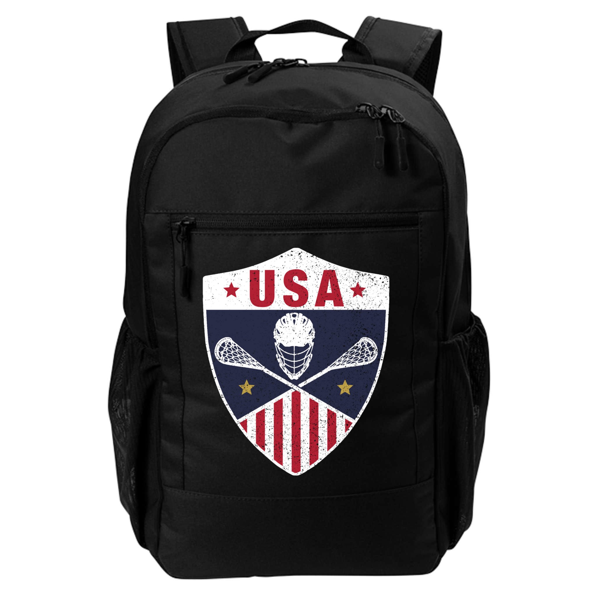 Retro American Lacrosse I Proud USA Lax Player Gift Backpack