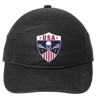 Retro American Lacrosse I Proud USA Lax Player Gift 7-Panel Snapback Hat