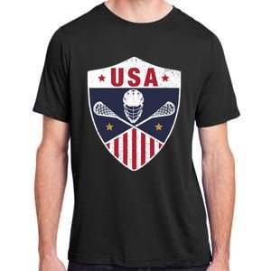 Retro American Lacrosse I Proud USA Lax Player Gift Adult ChromaSoft Performance T-Shirt