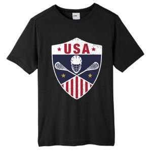 Retro American Lacrosse I Proud USA Lax Player Gift Tall Fusion ChromaSoft Performance T-Shirt