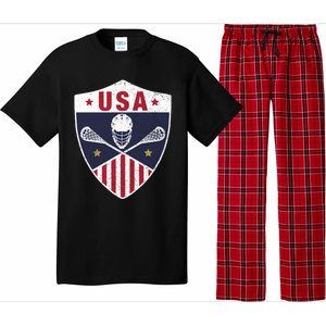 Retro American Lacrosse I Proud USA Lax Player Gift Pajama Set